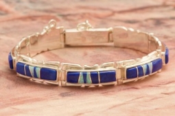 Calvin Begay Genuine Blue Lapis Sterling Silver Navajo Bracelet